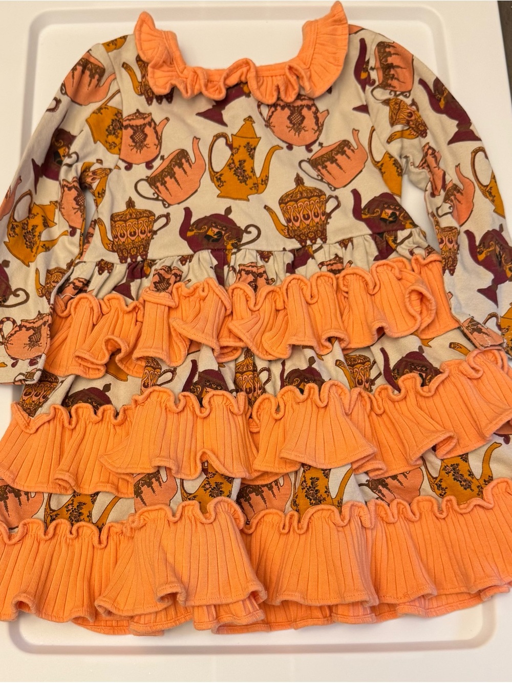 kate quinn Orange and Cream Ruffle Teapot Dress - Picture 2 of 3